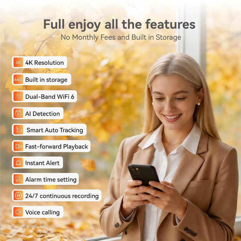 4K UHD Indoor Camera, 64G Built-In Storage No Subscription,Pet Camera Indoor wit gallery