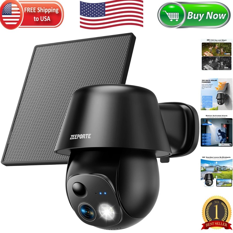 Outdoor Wireless Security Camera – 2K HD, Solar Powered, Waterproof & Smart