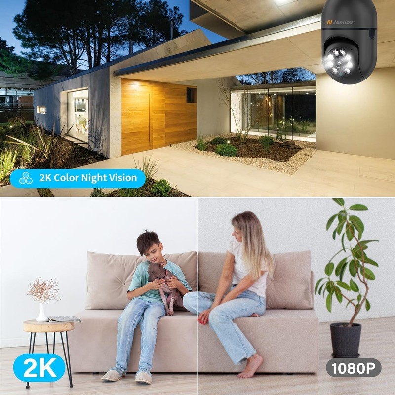 2K Wireless Light Bulb Security Camera - Indoor/Outdoor, Human Detection, 355° V gallery