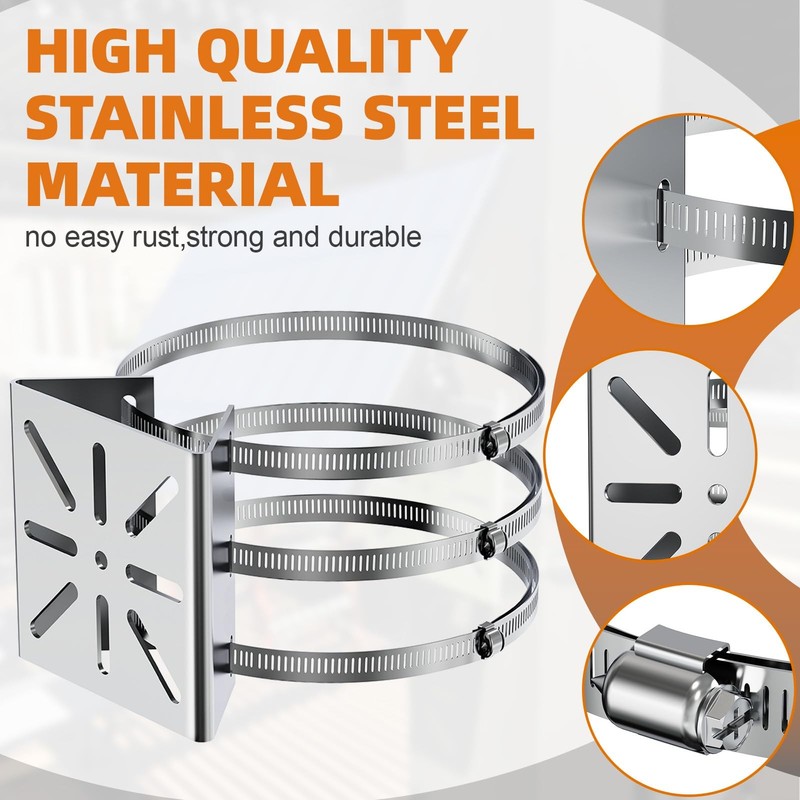 Universal Wall Mounting Bracket 6 Loops Stainless Steel Pole Mount 2 Pack gallery