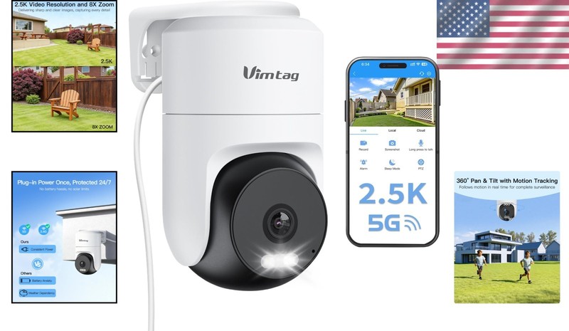 2.5K 4MP Outdoor Security Camera with 360° Pan/Tilt & Color Night Vision gallery
