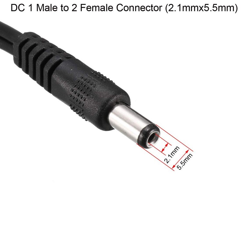 uxcell 1 Male to 2 Female 5.5mm x 2.1mm 32cm DC Power Splitter Cable Black gallery