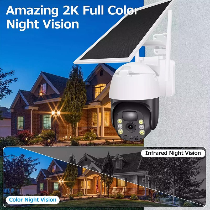 WiFi6 Solar Battery Powered Wireless Security Camera Sys Outdoor 3MP PTZ 4 PACK gallery
