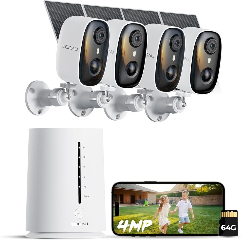 COOAU F5 2.5K/4MP Solar Security Camera Wireless Outdoor (2.4GHz & 5GHz), Solar