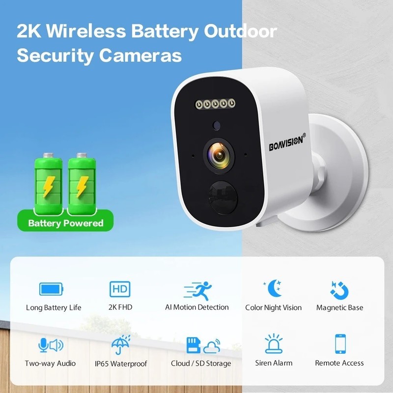 2K Outdoor HD Security Camera 3MP Wireless Battery Powered CCTV System gallery