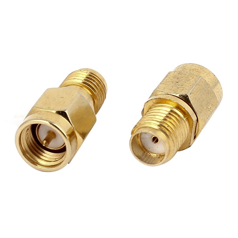 Gold Tone Metal SMA Male to SMA Female Coax Straight Connector Adapter 2pcs