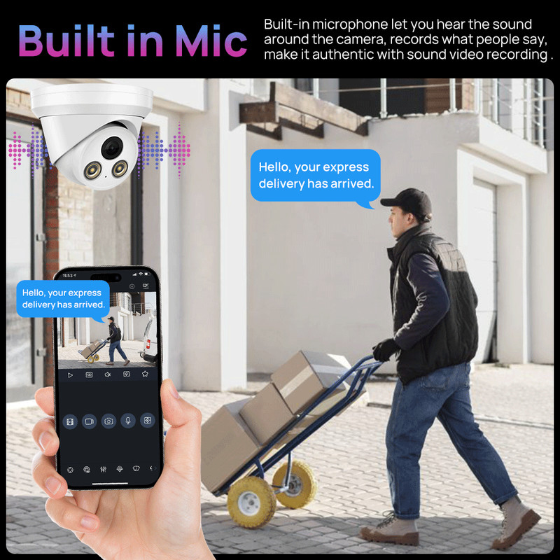 VIKYLIN 4K 8MP 24h Full Color Night Vision Turret IP Camera MIC NDAA compliant gallery