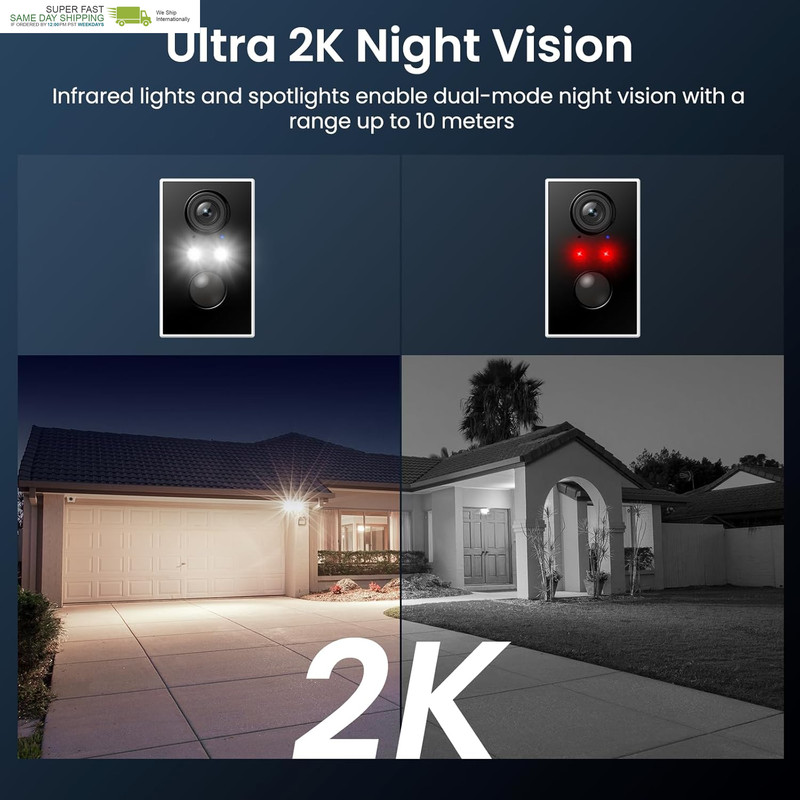 Solar Security Cameras Wireless Outdoor 2K Wifi 6, A1 2Pack | Solar Camera Outdo gallery
