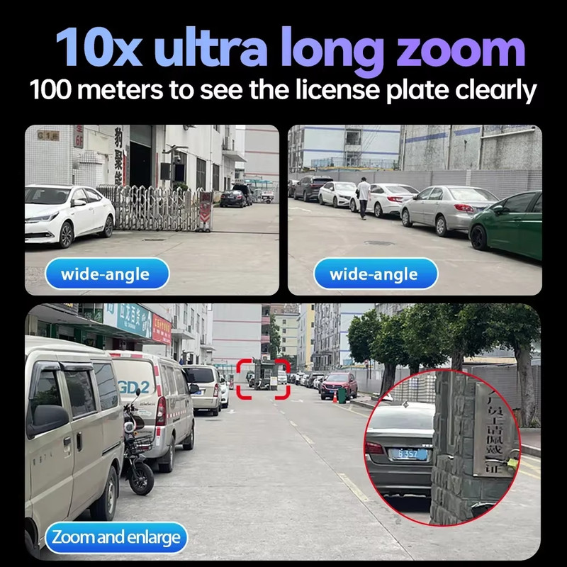 8K 12MP Wifi Camera Outdoor Night Vision 10X Zoom Three-Screen Body Detection Tw gallery
