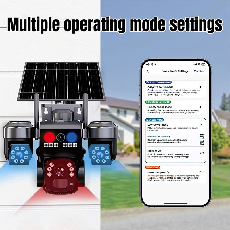 3 Lens 12MP Solar Battery Home Security Camera Outdoor Wifi Wireless PTZ CCTV US gallery