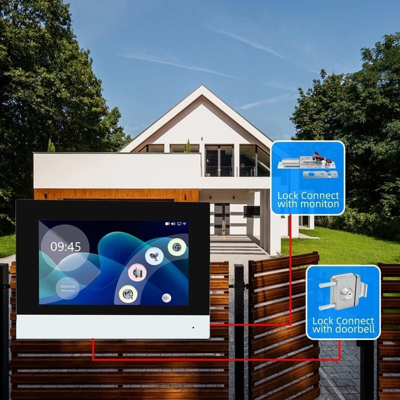 2-Wire Wired Video Intercom System, 7-Inch Touch Monitor with 1080P Camera, WiFi gallery
