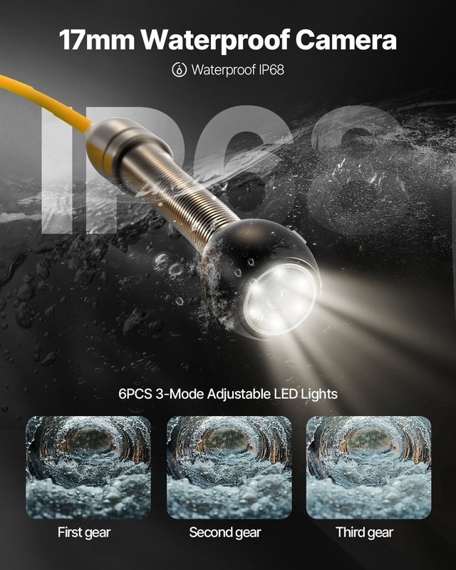 30M Sewer Camera with 11cm TFT Screen, IP68 Waterproof, 8500mAh Battery gallery