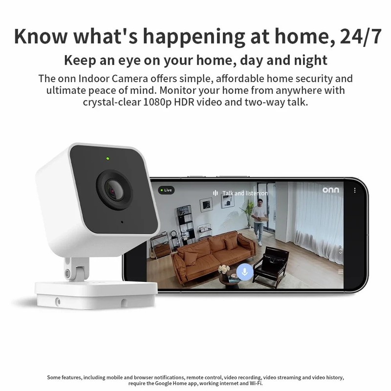 onn Wired Indoor Security Camera, 1080p HDR Video gallery