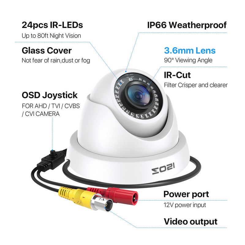ZOSI Outdoor Dome Home Security Surveillance Camera 1080p HD 4in1 Night Vision gallery
