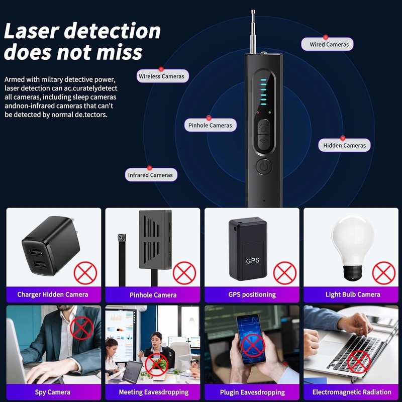 Hidden Camera Detector for Travel, Spy Camera Detector, Hidden Device Finder gallery