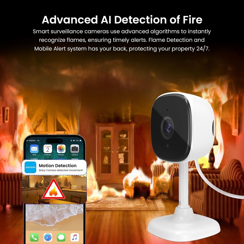 3 Pack Indoor Wired Security Camera, Works as a Baby Monitor & Pet Camera, Mo... gallery