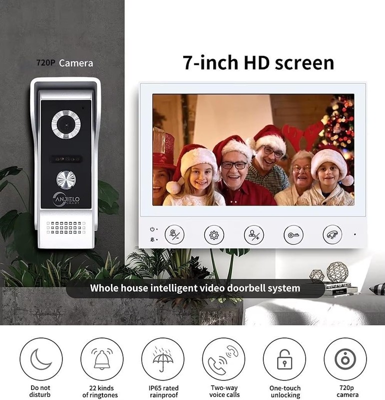 Wired Video Intercom System,7 Inch Monitor,HD Camera Kits,IR Outdoor Camera gallery