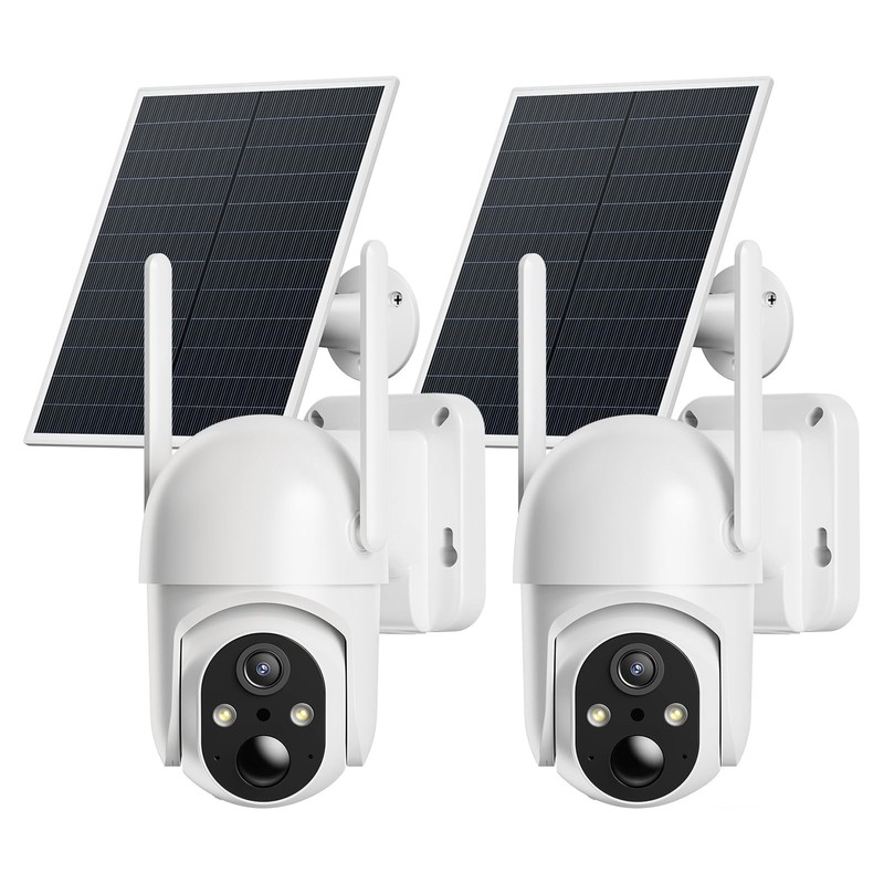 2 Pack Solar Powered 4G LTE Security Cameras, No WiFi, 2K Night Vision, 360° Vie gallery