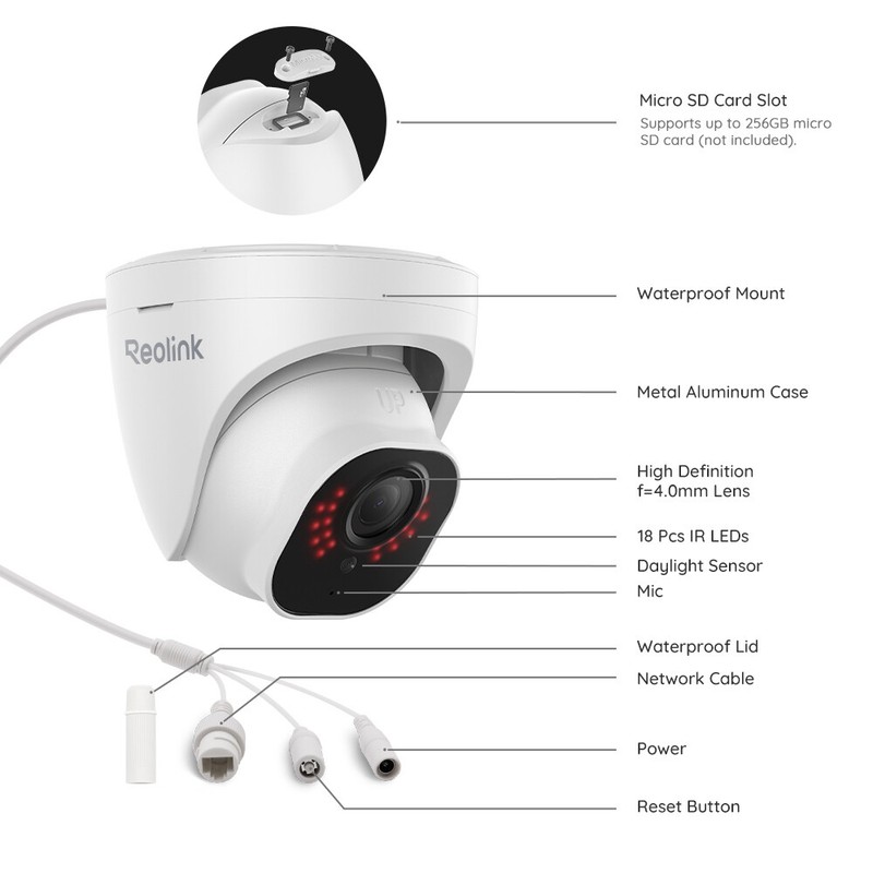 Reolink 4pcs D500 5MP PoE Add-on Camera Motion Detection IR Night Vision gallery