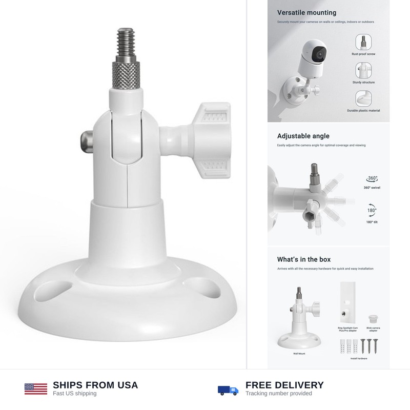Holicfun Indoor/Outdoor Security Camera Wall Mount, White, 1-Pack | Universal...