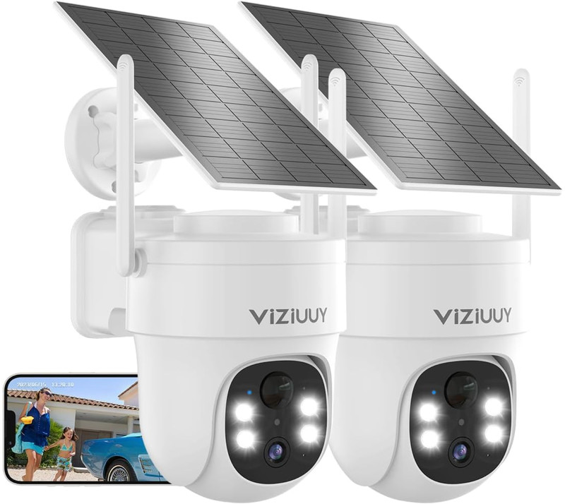 VIZIUUY Solar Security Cameras Wireless Outdoor- 2 Pack Brand New SEALED