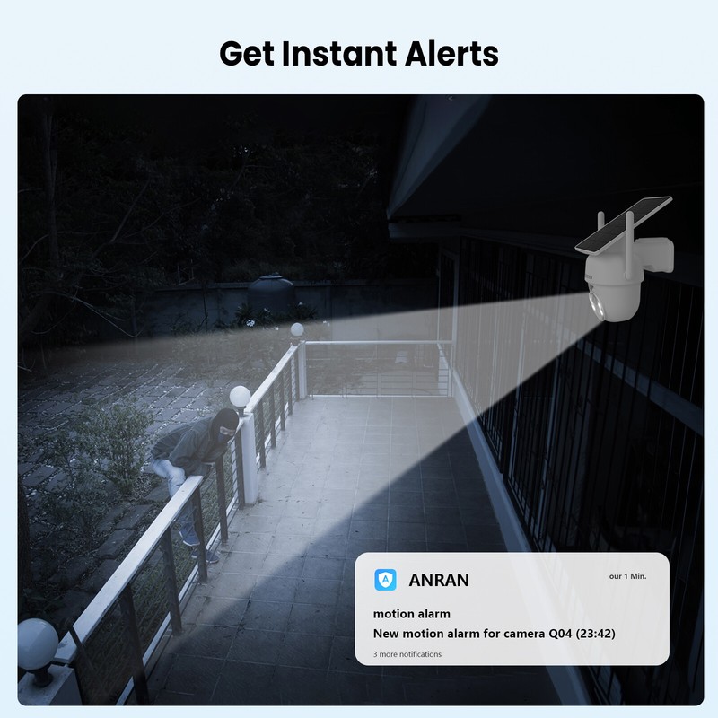 ANRAN Outdoor Solar Security Camera Battery Powered Wireless WiFi 360° PTZ Home gallery