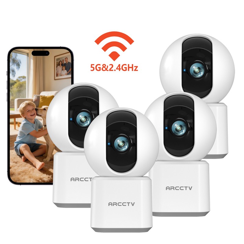 ARCCTV 4Pack 2K Pan-Tilt Indoor Baby Monitor 5G WiFi Security Camera 2-Way Audio