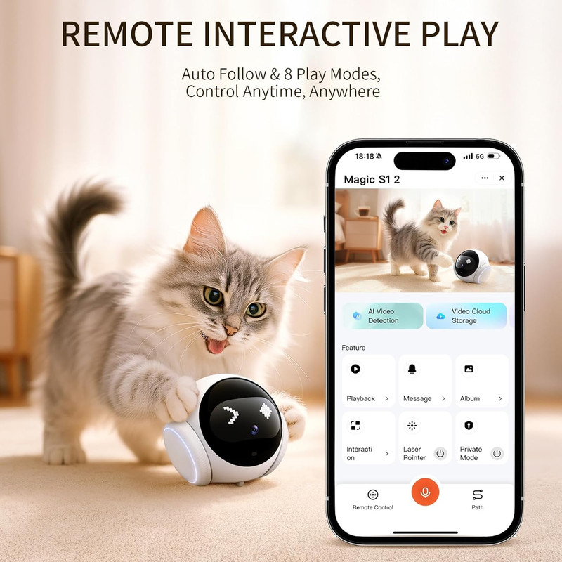 Pet Camera Robot Companion Monitor – Movable Home Security Cam with 1080P Video, gallery