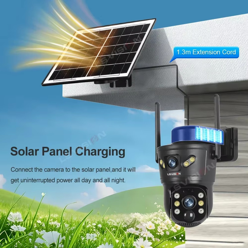 Dual Screens 4K 4G Solar Camera Wifi Outdoor Dual Lens PTZ Solar Security Camera gallery