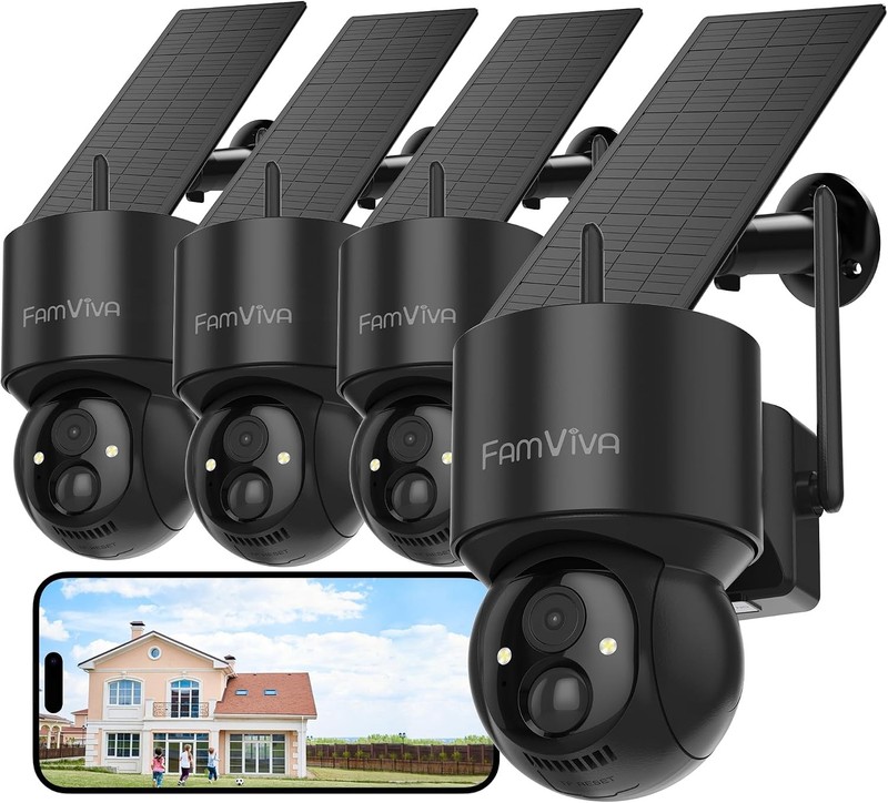 2K Solar Security Cameras Wireless Outdoor 360°PTZ Battery Powered