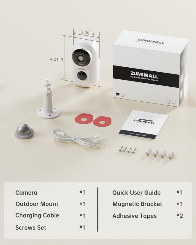 ZUMIMALL Security Cameras Wireless Outdoor with Magnetic Mount, No-Drill Inst... gallery