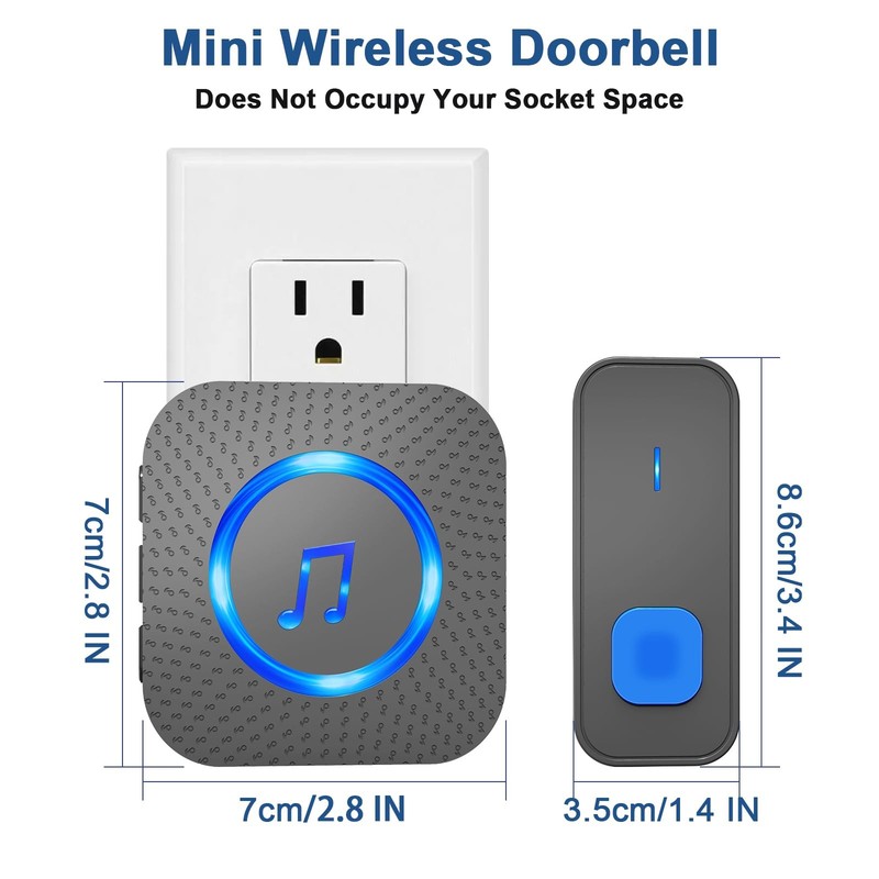 SURFOU Wireless Doorbell,Waterproof Doorbell 1 Button, 1 Receiver, Black gallery