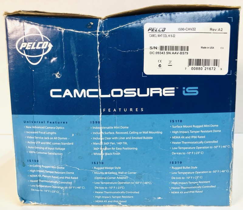PELCO CAMCLOSURE IS90-CHV22 Indoor Versatile Mini-Dome Camera - BRAND NEW! gallery