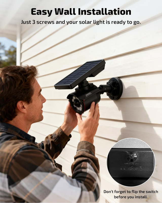 Solar Powered Fake Security Camera Outdoor with Motion Sensor Floodlight, Dummy gallery