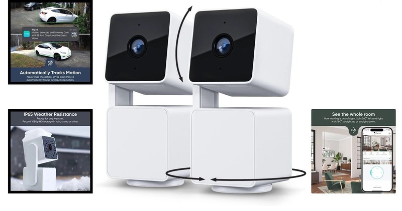 Smart Home Security Cameras with 180° Tilt & Real-Time Alerts—2-Pack Cam Pan V3 gallery