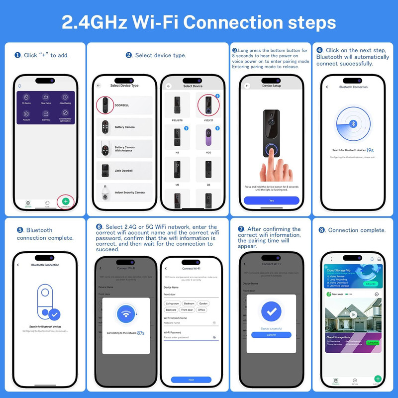 1080P Wifi Video Doorbell Camera Wireless, Battery Powered, AI Human and Motion gallery