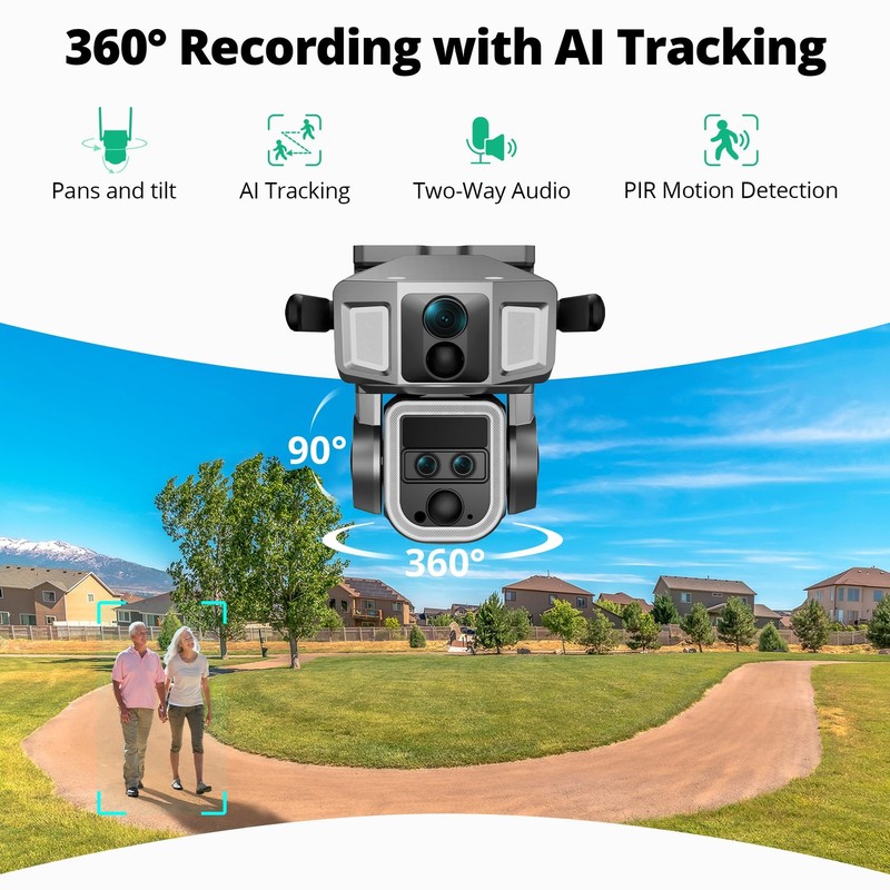 4G Cellular Security Camera, 4K Wireless Outdoor Solar Camera Triple Lens Bul... gallery