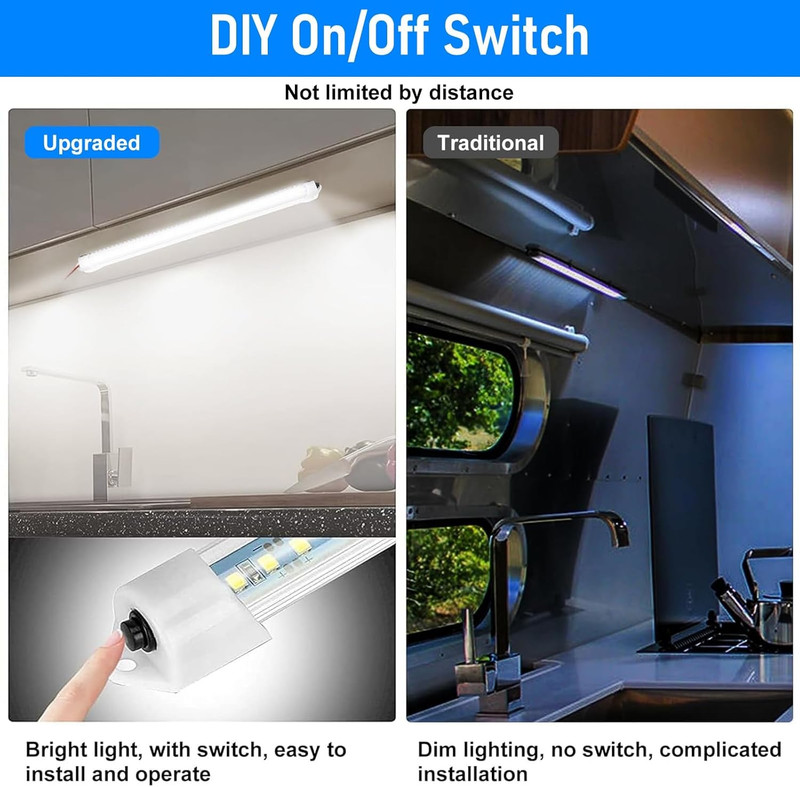 Linkstyle 2PCS 12V Interior LED Light Bar, 48 Leds Slim Light Strip with Switch, gallery