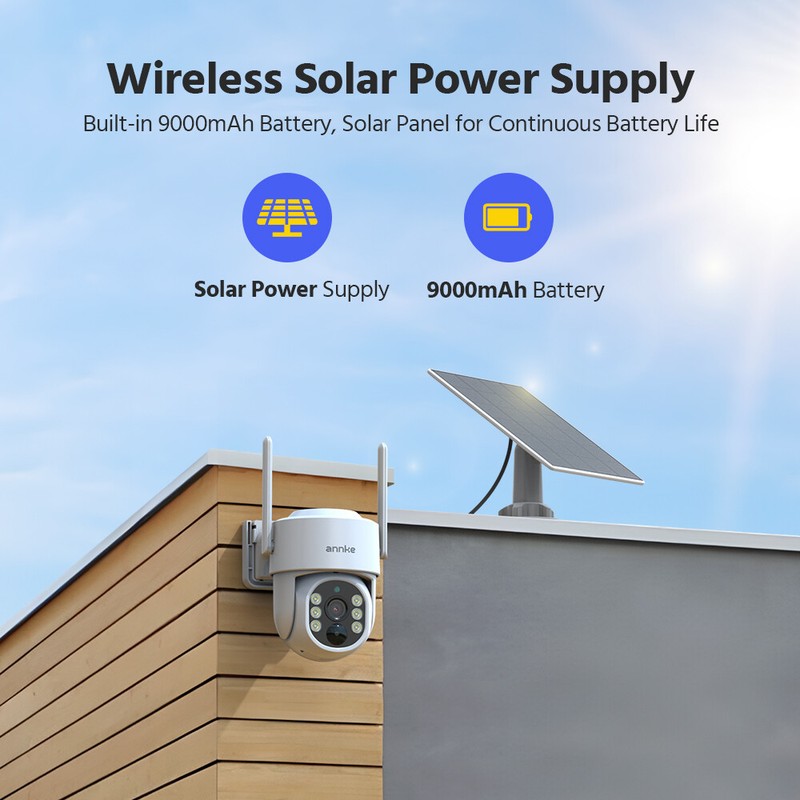 ANNKE 4MP Solar Battery PT Wireless IP Security Camera Color Night Two Way Audio gallery