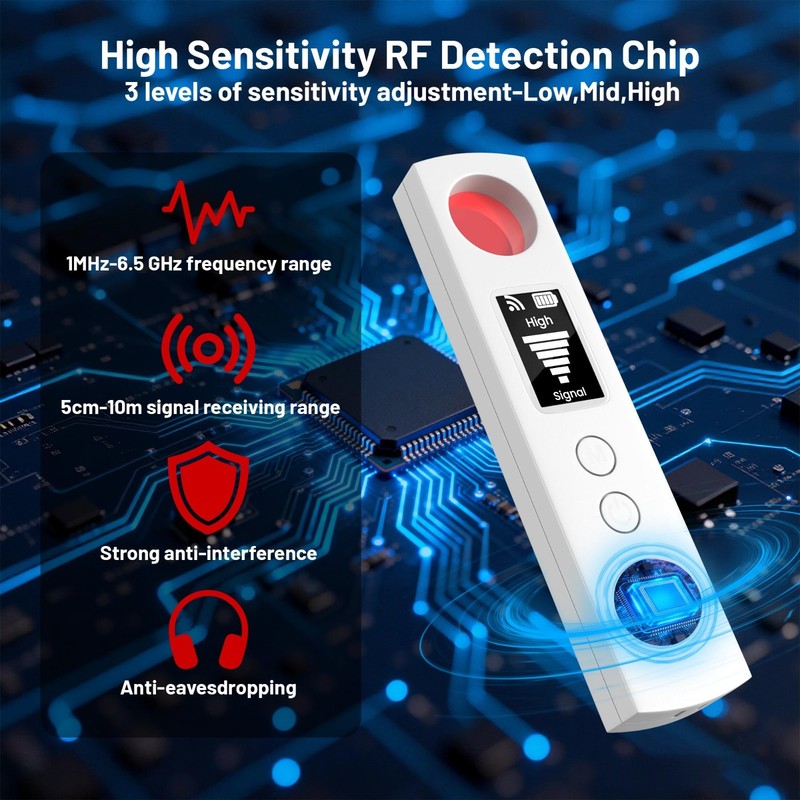 6-in-1 Hidden Camera Detector & Bug Finder, Portable RF Signal Scanner, Privacy gallery