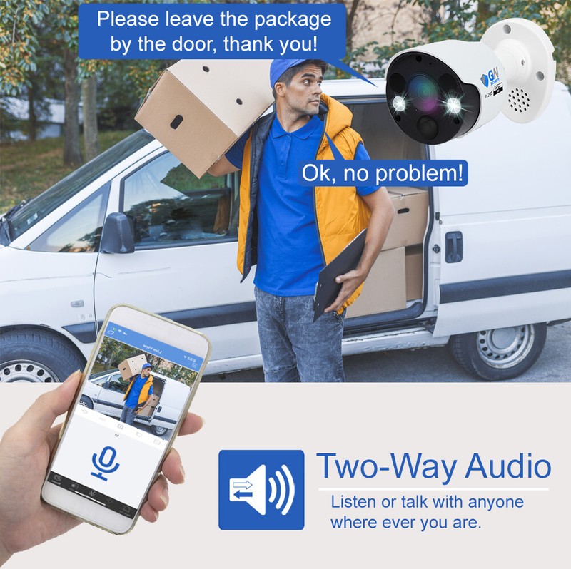 4K 8MP PoE IP 2-Way Audio Full-Time Color Night Vision Outdoor Security Camera gallery