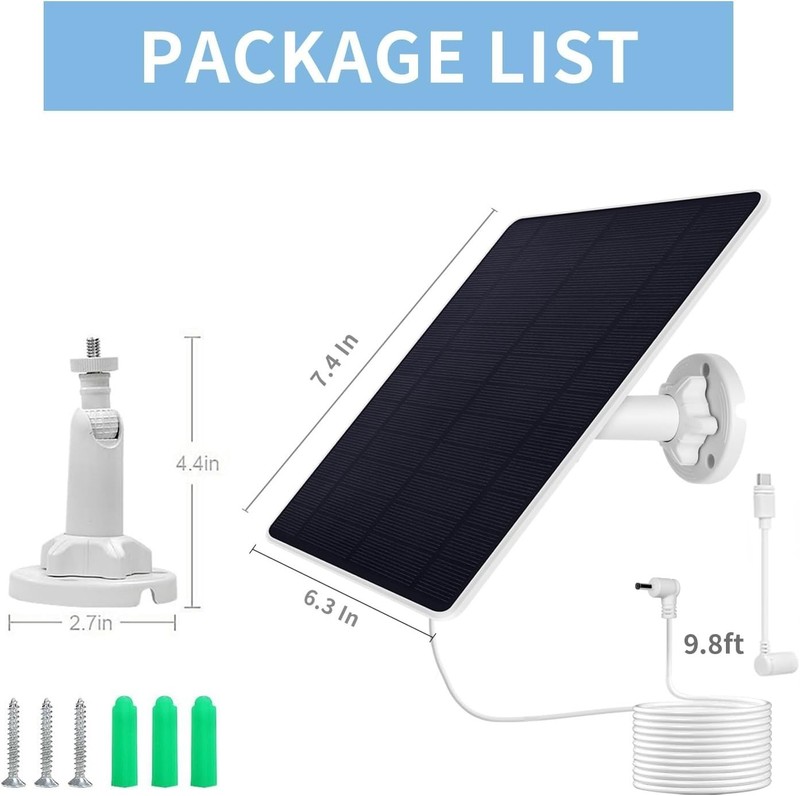 Ring Camera Solar Panel Charger for Stick Up and Spotlight Cams, Weatherproof gallery