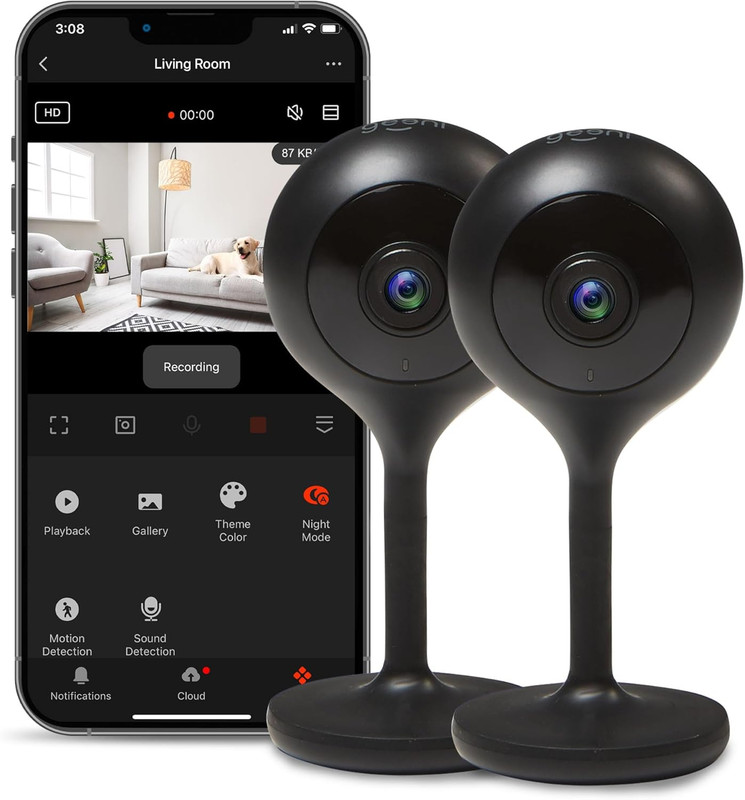 Look 1080P Indoor Security Camera – 2-Pack Full HD Wifi Indoor Camera with 2-Way
