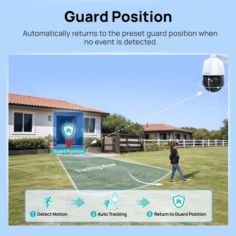 Vikylin 4K 8MP 25X Zoom PoE Security Camera PTZ Auto Tracking Outdoor 2Way Audio gallery