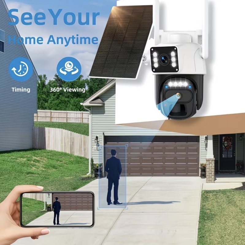 10x Zoom Dual Lens Solar Security Camera Outdoor, 360 Degrees, Wireless gallery