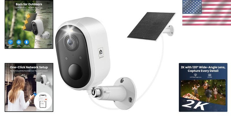 2K Solar Security Camera with Color Night Vision and 2-Way Audio - Waterproof gallery