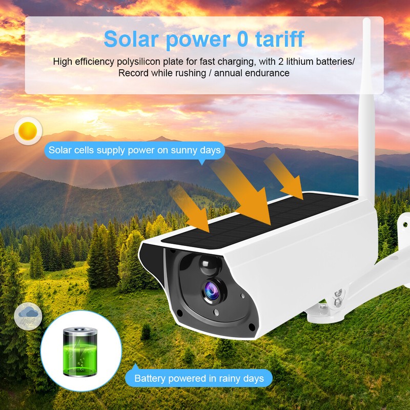 CCTV HD Outdoor 1080P Solar Powered Security Energy Camera Wireless WiFi IP Home