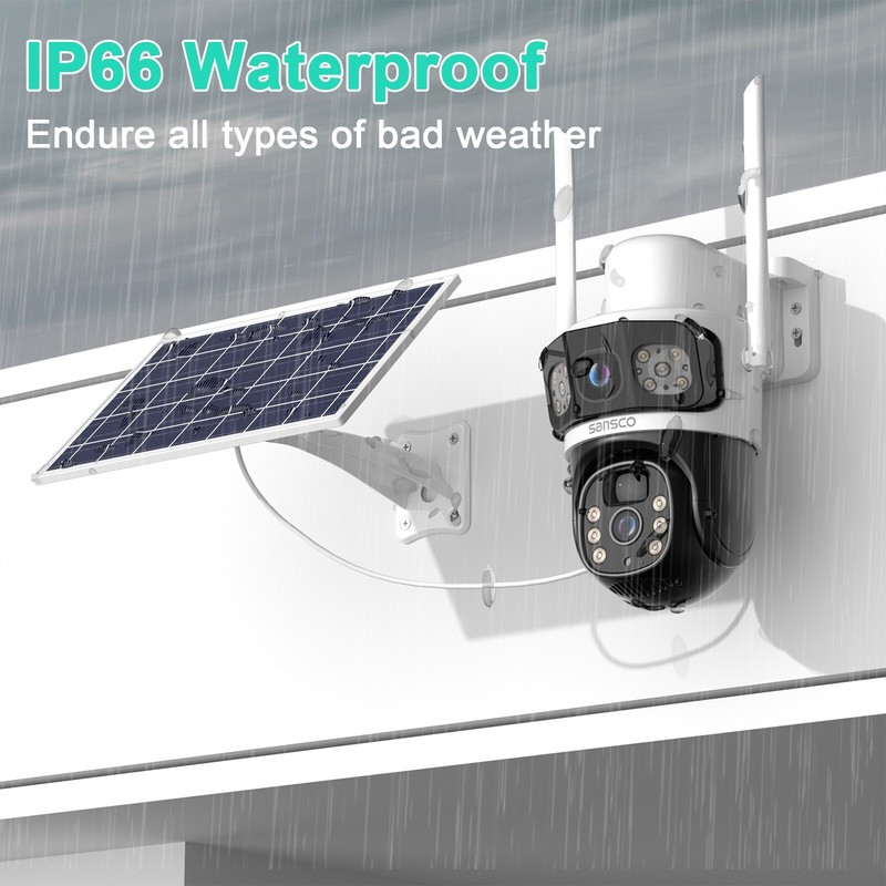 5PCS 4MP Solar Wireless Security Camera WiFi PTZ Dual Lens 2-Way Audio gallery