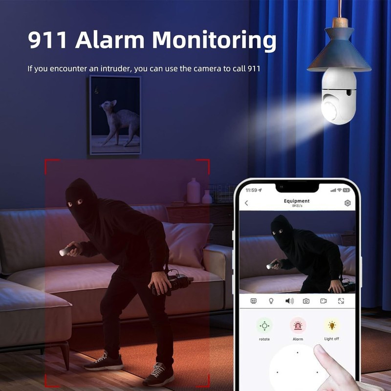 Light Bulb Security Camera -5G& 2.4GHz WiFi 2K 3MP Wireless Outdoor Motion Dete gallery