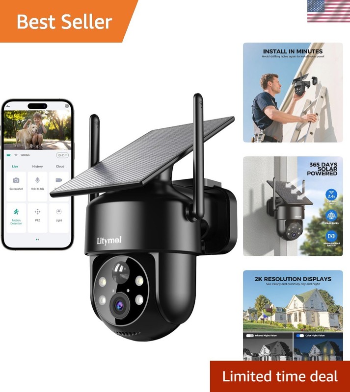 Advanced Solar-Powered 2K Outdoor Camera with 360° View, AI Detection & Alerts